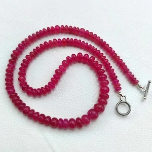 Collar de 17" con gemas de zafiro rosa natural tamaño de 5 a 7 mm cuentas rondelle lisas - Imagen 1 de 6