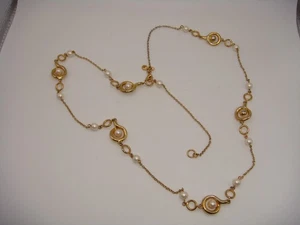 COLLANA CATENA TONO ORO ANN TAYLOR DESIGN VORTICE PERLE FINTE TENUTA - Foto 1 di 10