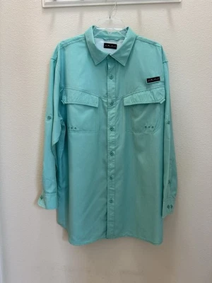 Joe Marlin Men’s Button Up Long Sleeve Fishing Shirt Vented Size XL Mint Green - Image 1 of 4