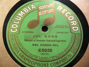 1913 SWEDISH CHRISTMAS Soprano Agnes STABERG-HALL Mor Britta/ Julsång COL E5035 - Picture 1 of 2