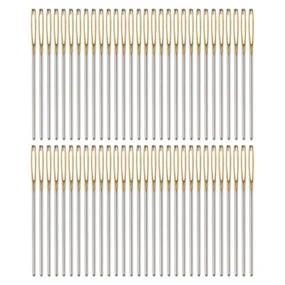 60 piezas agujas romas ojos grandes 2,75" tapiz aguja hilo aguja costura extremo dorado Foto 1 de 4