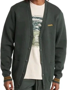 VANS Cardigan V-neck Green Halecrest Size Medium Varsity College Deep Forrest - Picture 1 of 16
