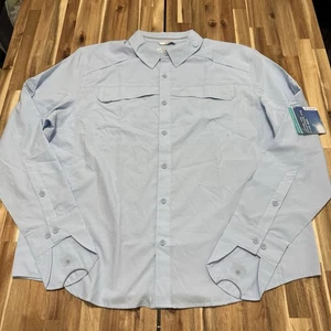 Coolibar Nassau Fishing Shirt Mens 2XL Blue Long Sleeve Button Up UPF 50+ NWT - Picture 1 of 8