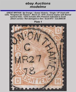 Great Britain -QV, Sc.73, SG156, CDS- KINGSTON ON THAMES, MR/27/78, Cat.$600.00 - Bild 1 von 2