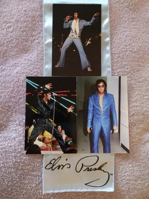 ELVIS PRESLEY SIGNATURE BLUE SCARF&68 LEATHER VEGAS 69&ELVIS ON TOUR 72 PHOTOS 4 - Image 1 of 4