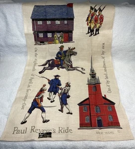 Toalla de cocina de lino estampada a mano vintage Kay Dee Revere’s Ride - Imagen 1 de 3