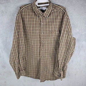 Carhartt Men's Size - LT Brown Plaid Long Sleeve Button Down Shirt  Large Tall - Picture 1 of 7