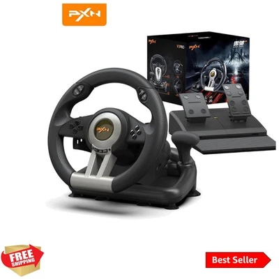 Juego de ruedas y pedales de carreras de 3 niveles de sensibilidad - Perfecto para todos los juegos de carreras Foto 1 de 4