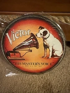 “VICTOR” The Masters Voice (Reg. US Pat. Off) Metal Sign 8”x8” Round - Picture 1 of 7