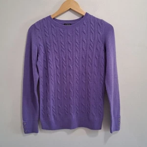 Talbots NWOT Cableknit Purple Lambswool Blend Crewneck Sweater Preppy Size Small - Picture 1 of 8