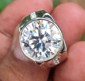 RARE 7.35 Ct White Diamond Men's Ring- Great Shine & Luster VIDEO - Picture 1 of 13