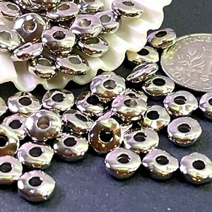 TierraCast 7 mm.Large Hole Heishi Nugget Beads, Tarnish Resistant White Bronze - Picture 1 of 1