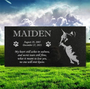 Personalized Cat Memorial - Granite Stone Pet Grave Marker - 6x12 - Maiden - Picture 1 of 9