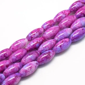 Oval Glass Beads 22mm Assorted Lot Speckled Jewelry Supplies Fuchsia Purple 10pc - Picture 1 of 1