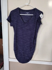 Motherhood Maternity T-Shirt Womens S Blue Space Dye V Neck Stretch Short Sleeve - Picture 1 of 10