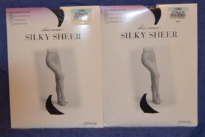 4 pares de pantimedias transparentes JC Penney talla larga (grande) arena y negro apagado (J41) - Imagen 1 de 3
