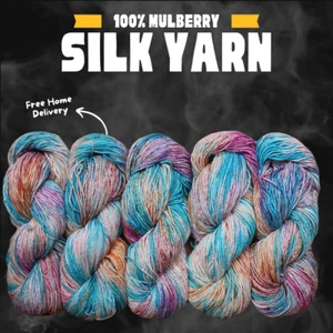 3 x 100 grams Hanks - Fingering Weight Silk Yarn - 600 Yards - Multi Color 3 - Picture 1 of 1