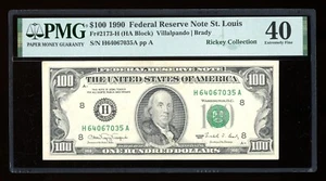 DBR 1990 $100 FRN St. Louis Fr. 2173-H PMG XF-40 Serial H64067035A - Picture 1 of 2