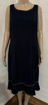 Nipon бутик темно-синий твид гребешки платье размер 12 женщин без рукавов с подкладкой - Изображение 1 из 4