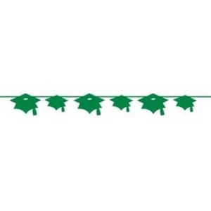 Graduation Mortarboard Green 8-Foot Paper Banner Grad Party Wall Decoration - Picture 1 of 1