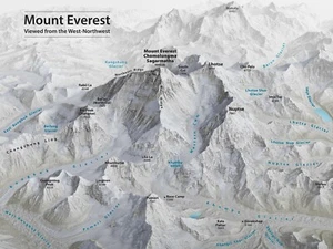 Home Wandkunstdruck - Vintage Karte Poster - MOUNT EVEREST - A4, A3, A2, A1, A0 - Bild 1 von 1