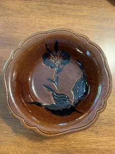 VTG Royal Haeger #934 Bowl USA Brown Floral Ceramic Orchid Black Impression EUC - Picture 1 of 5