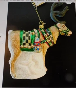 MACKENZIE-CHILDS SANTA'S REINDEER ORNAMENT,NEW, KEEPSAKE BOX - Picture 1 of 1