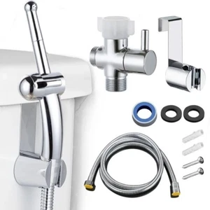 Toilet Shattaf Adapter Hose Bidet Spray Stainless Steel Handheld Shower Head US - Picture 1 of 13