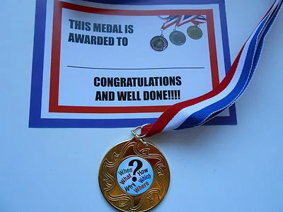 FUNDRAISING AND MEDALS QUIZ MEDAILLEN - METALL - 50 MM - GOLD - SILBER ODER BRONZE MIT ZERTIFIKAT