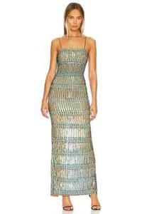 Alice +Oivia Fifi Embellish Midi Cami Dress in Turkish Blue & Black 0 NWT $1295 - Picture 1 of 4