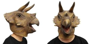 PartyHop - Triceratops Mask - Halloween Latex Animal Head T-Rex Jurassic... - Picture 1 of 8