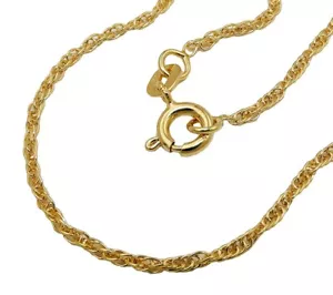 REAL GOLD *** Anklet Anklet Singapore Chain Twisted 22-24-26cm - Picture 1 of 5