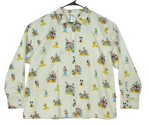 Disney Mickey And Friends Shirt Women’s Size 1X Button Up Heavy Cotton NEW - Picture 1 of 6