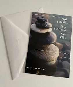 NUEVO Sello CUMPLEAÑOS Meditación Piedras Bienestar Tarjeta de Felicitación y Sobre - Imagen 1 de 4