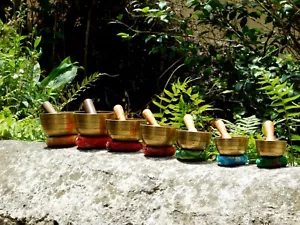 Set of 7 Singing bowl-Tibetan Sound Bowl seven Healing Yoga Meditation gift set - Picture 1 of 12