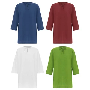 Kids Boys Undershirts Viking Shirts Long Sleeve Top Gentleman Tailcoat Pirate - Picture 1 of 47