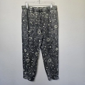 No Boundaries Celestial Loungewear Pants Womens XL 15-17 Gray Ivory Acid Wash - Picture 1 of 10
