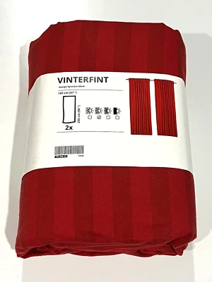 Шторы IKEA VINTERFINT 2 панели (1 пара) 57 x 98 дюймов красные в полоску хлопок/джут - Изображение 1 из 4