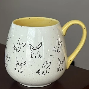 Meritage Speckled Bunnies Coffee Mug Yellow Bunny Rabbit Heads Animal Ceramic - Imagen 1 de 8