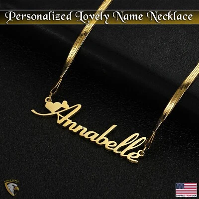 Collares con nombre personalizados para mujer collar de cadena de serpiente corazón de acero inoxidable Foto 1 de 4