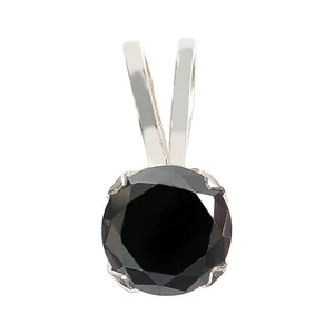 4.00 Carat Round Shape 100% Natural Black Diamond Pendant In 925 Sterling Silver - Picture 1 of 6