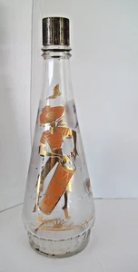 Decanter 50's Gold Orange Carnaval Bottle Mardi Gras mid Century Vintage - Picture 1 of 13