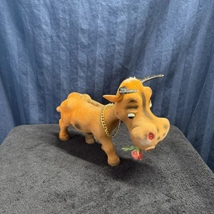 VTG 60s 70s Flocked Brown Ferdinand the Bull Bank Made In Hong Kong       W2 - Picture 1 of 16
