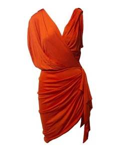Lanvin Draped Asymmetrical Hem Dress In Viscose Women Orange Size 38 - Imagen 1 de 6