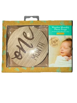 Discos marcadores de hitos mensuales para bebés - Discos de madera clásicos con escritura cursiva Foto 1 de 2