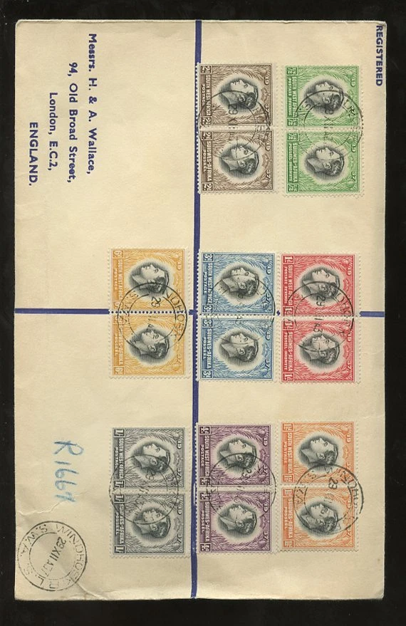 JUEGO KG6 CORONACIÓN SUROESTE ÁFRICA 1937 EN PARES EN UNA PORTADA DE PRESENTACIÓN Foto 1 de 1