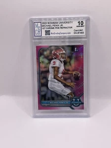 Bowman U Michael Penix Jr. 2022 1st Pink Refractor Rookie SP MGCo. ¡Gema como nueva 10! - Imagen 1 de 1