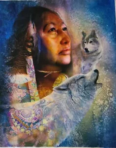 Digitally Printed Native American Spirit In The Mist Woves Fabric Panel Quilting - Picture 1 of 5