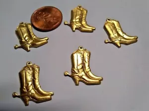 Botas Occidentales de Latón Detalladas para Artesanías, Relojes, Steampunk y Cajas (Paquete de 5) - Imagen 1 de 3