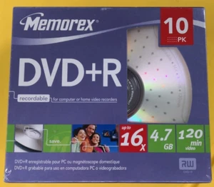 Memorex 4.7GB 16X 120min DVD+R 10PK With Individual Jewel Case - NEW SEALED - Bild 1 von 7